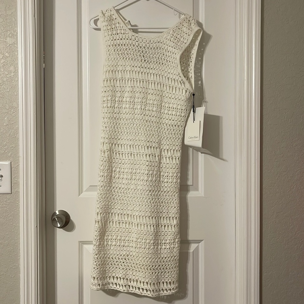 Off White Crocheted Dress with liner/slip NWT